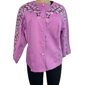 Bob Mackie Embroidered Wearable Art Lilac Overcoat